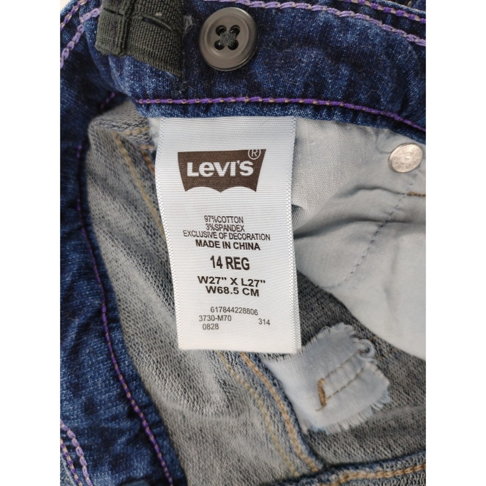 Levis 511 Slim Girls Blue Stretch Straight Denim Jeans Pants Sz 14R - Picture 5 of 10